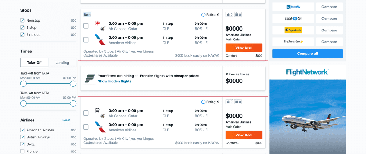 Account setting option to hide airline permanently