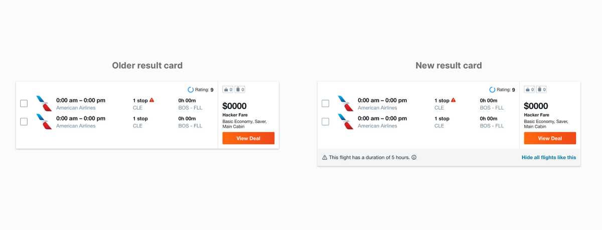 Old vs new flight card design